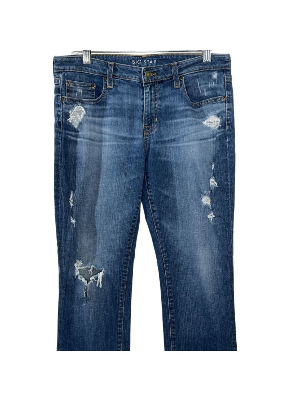 Big Star Kate Relaxed Straight Distressed Jeans 28R Medium Wash Denim - Picture 2 of 12